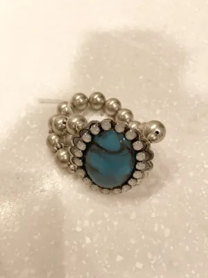 Silver Blue Stone Ball Bracelet