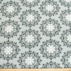 Snow Flake on Grey Printed Polar Fleece Design-A18