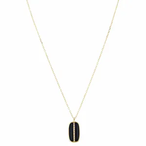 Soleil Collection Black Enamel and Diamond Pendant | 9K Solid Yellow Gold