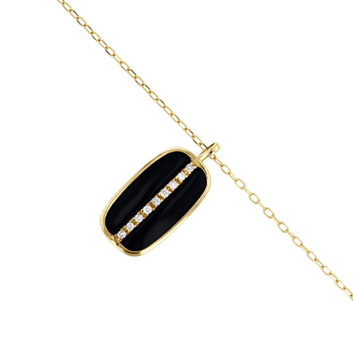 Soleil Collection Black Enamel and Diamond Pendant | 9K Solid Yellow Gold