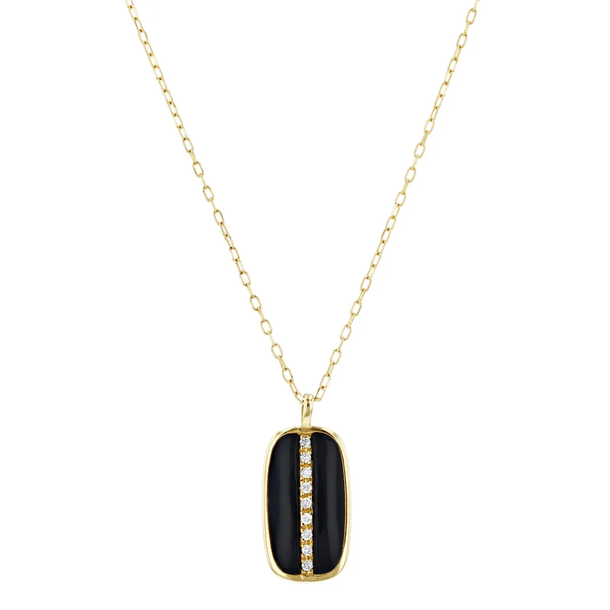 Soleil Collection Black Enamel and Diamond Pendant | 9K Solid Yellow Gold