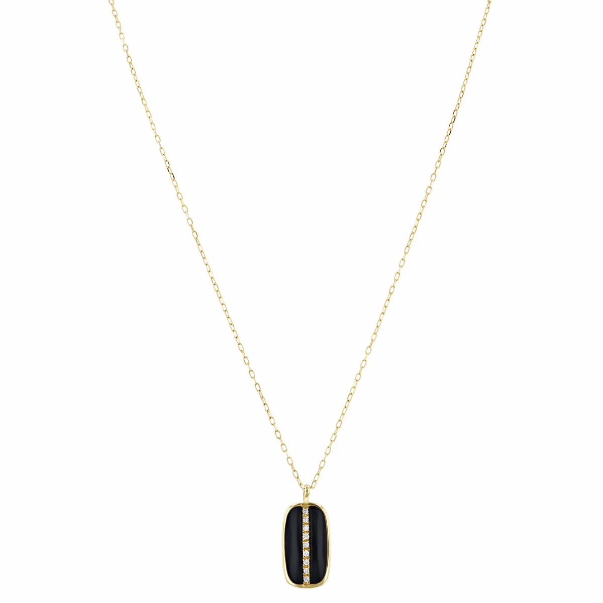 Soleil Collection Black Enamel and Diamond Pendant | 9K Solid Yellow Gold