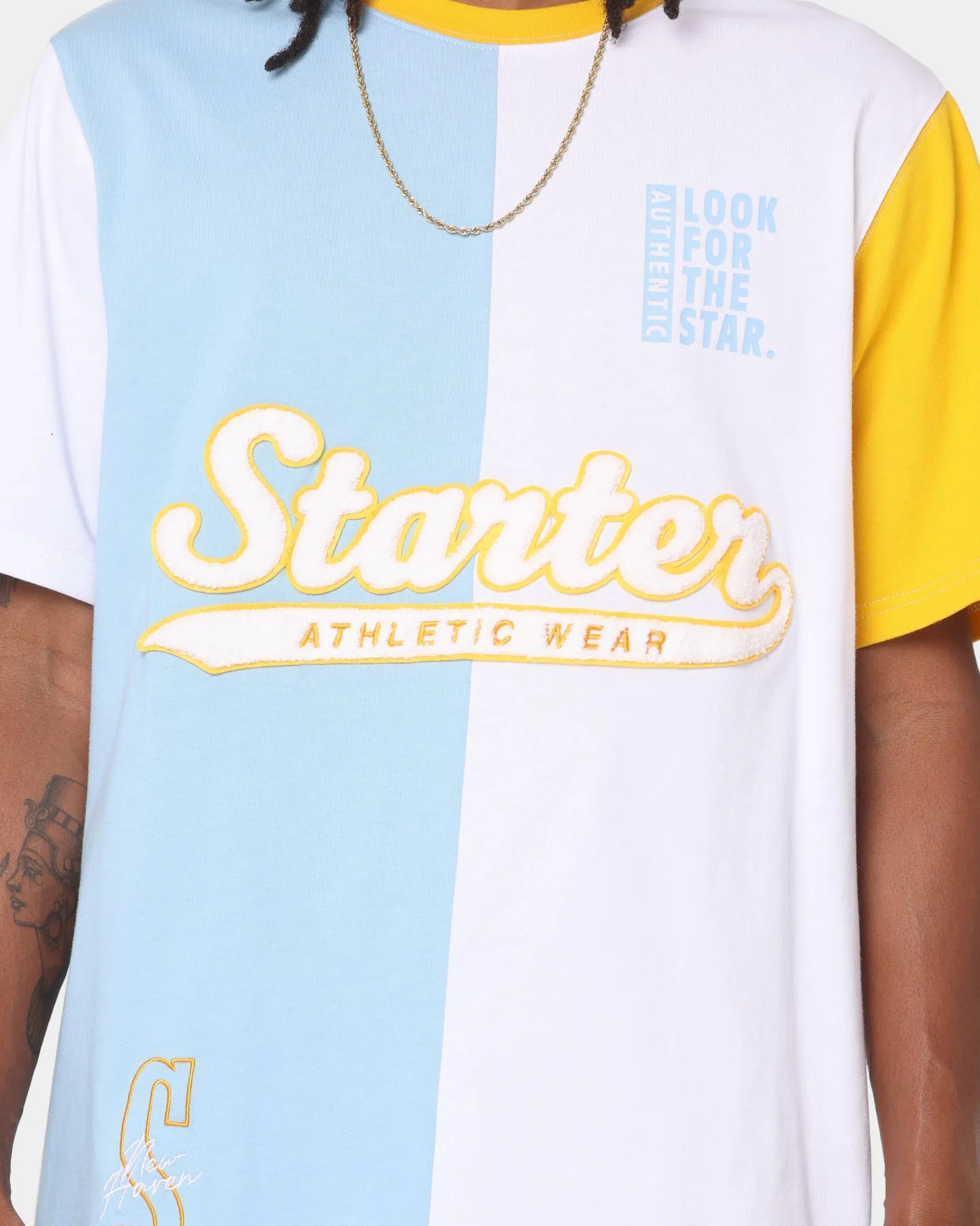 Starter Split Decision Short Sleeve T-Shirt Light Blue/Yellow