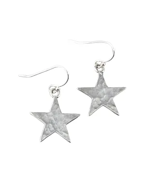 Sterling Hammered Star Earrings