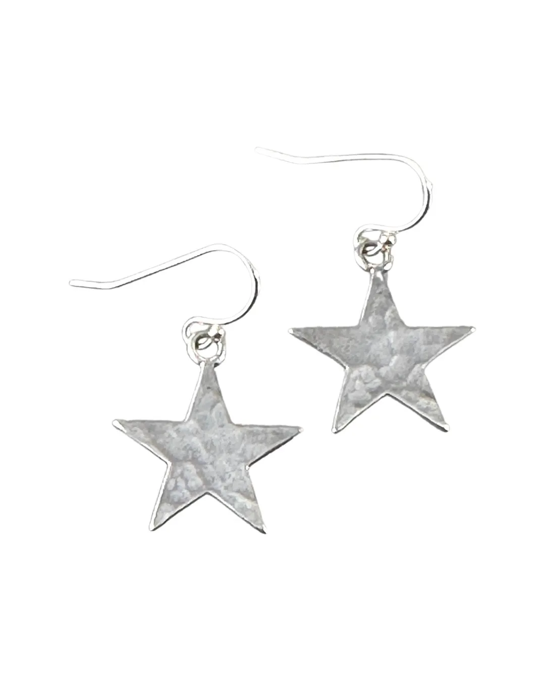 Sterling Hammered Star Earrings