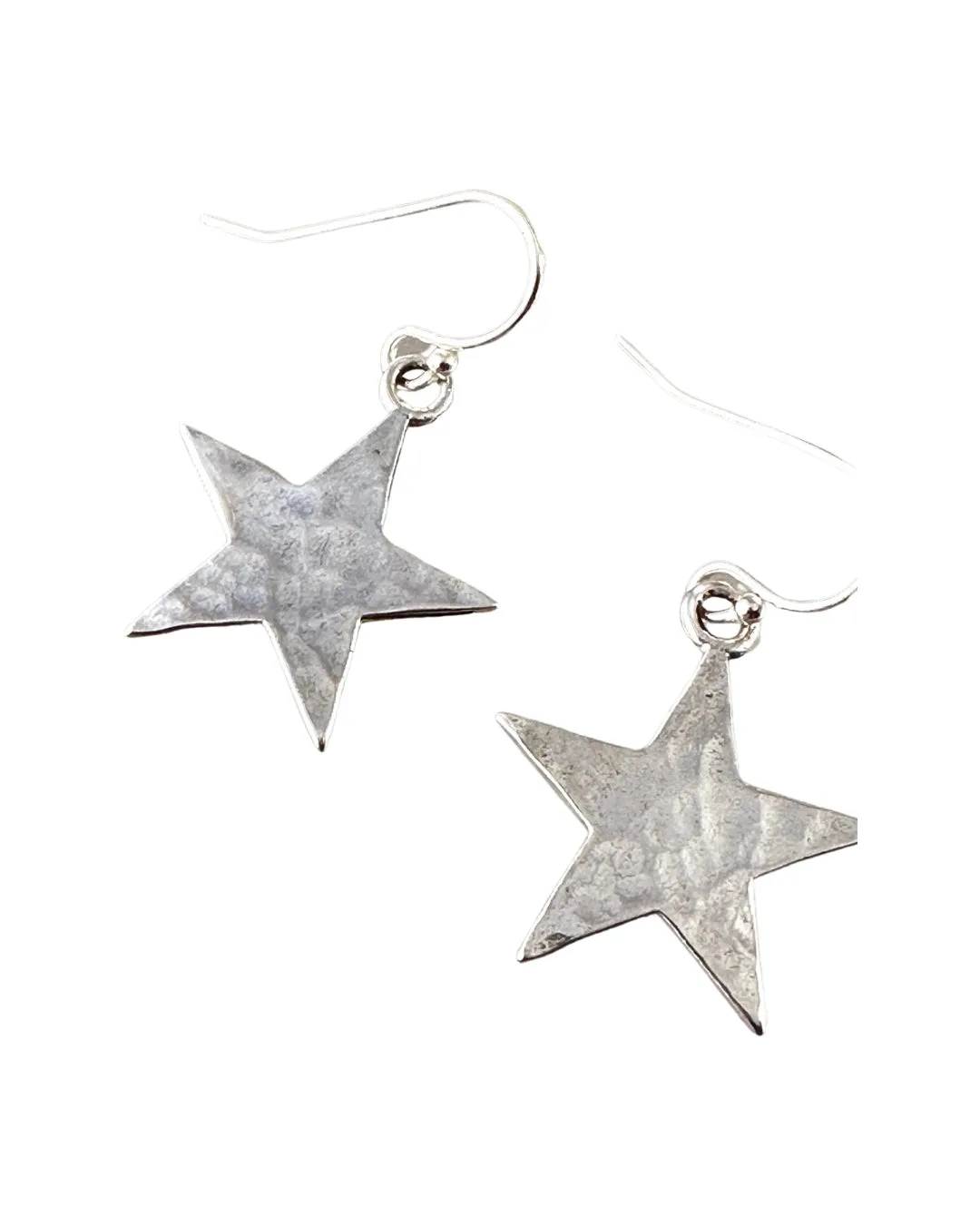 Sterling Hammered Star Earrings