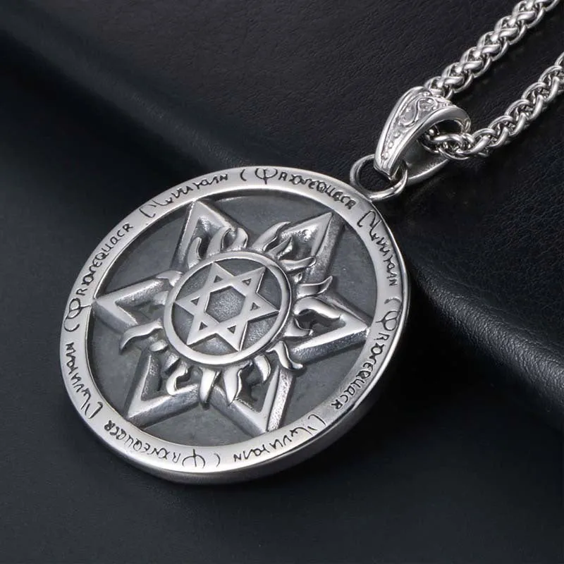 Trendy Retro Hexagram Pendant Necklace for Men - European and American Hip Hop Style Accessories