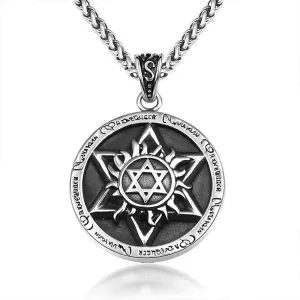Trendy Retro Hexagram Pendant Necklace for Men - European and American Hip Hop Style Accessories