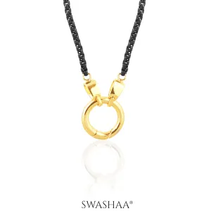 Vangie Eternal Ring Amulate Black Box Chain Necklace